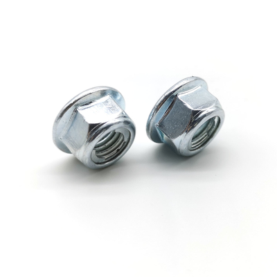 ISO7044 Low Strength Carbon Steel Flange Nuts Blue White Zinc M10x1 25 Flange Lock Nut