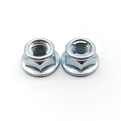 ISO7044 Low Strength Carbon Steel Flange Nuts Blue White Zinc M10x1 25 Flange Lock Nut