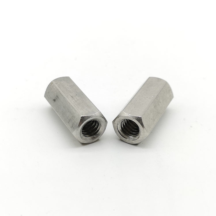 DIN6334 Grade 188 Plain Finish Stainless Steel Hex Coupling Nuts Hex Long Nuts
