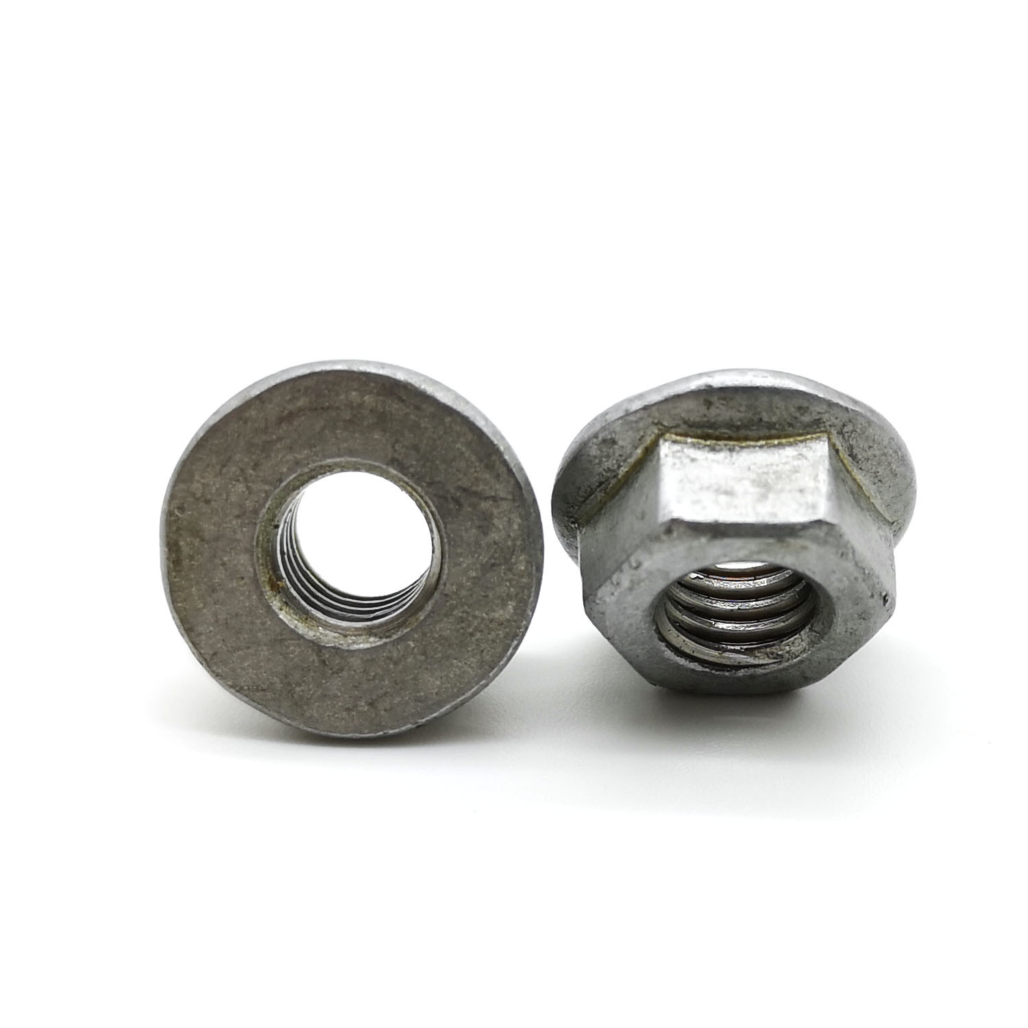 Hot Dip Galvanized 55μ Carbon Steel Flange Nuts Chambering Hex Non