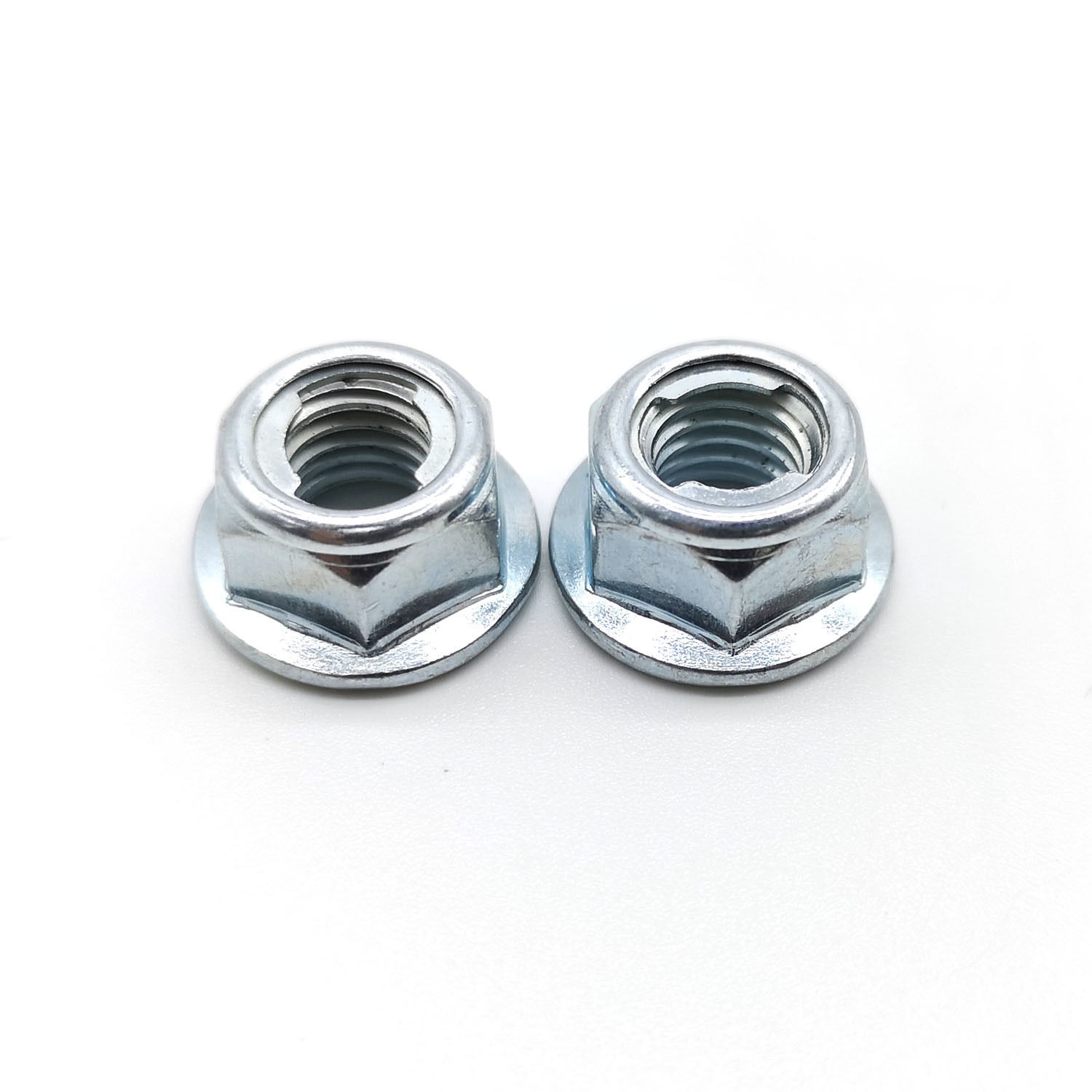 ISO7044 Low Strength Carbon Steel Flange Nuts Blue White Zinc M10x1 25