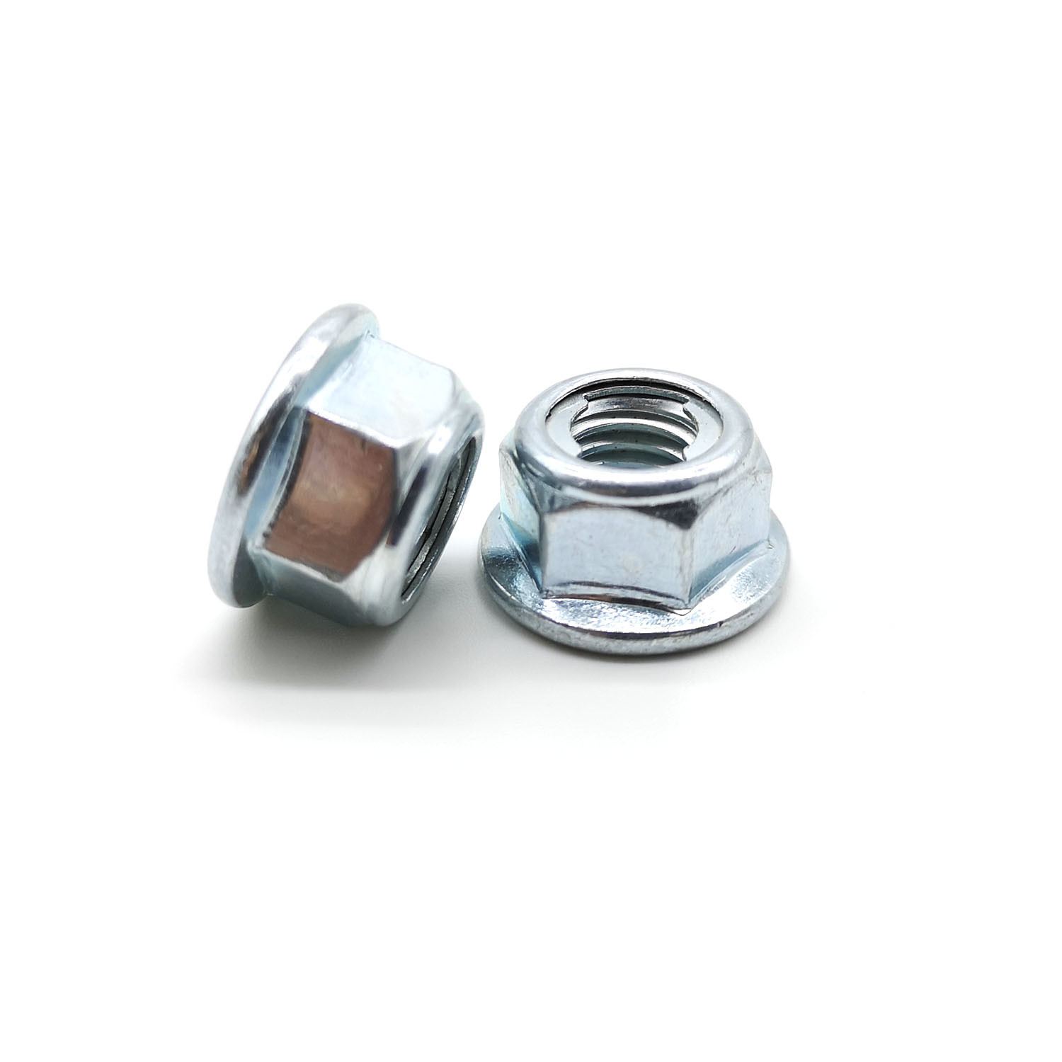 ISO7044 Low Strength Carbon Steel Flange Nuts Blue White Zinc M10x1 25