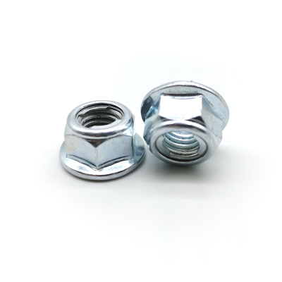 ISO7044 Low Strength Carbon Steel Flange Nuts Blue White Zinc M10x1 25 Flange Lock Nut