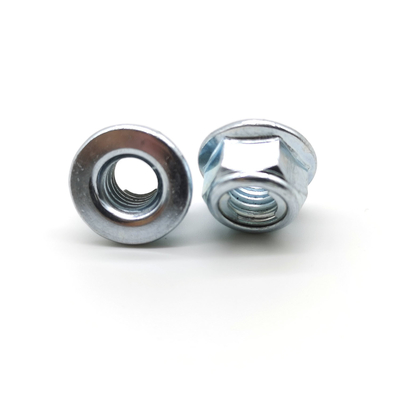 ISO7044 Low Strength Carbon Steel Flange Nuts Blue White Zinc M10x1 25 Flange Lock Nut